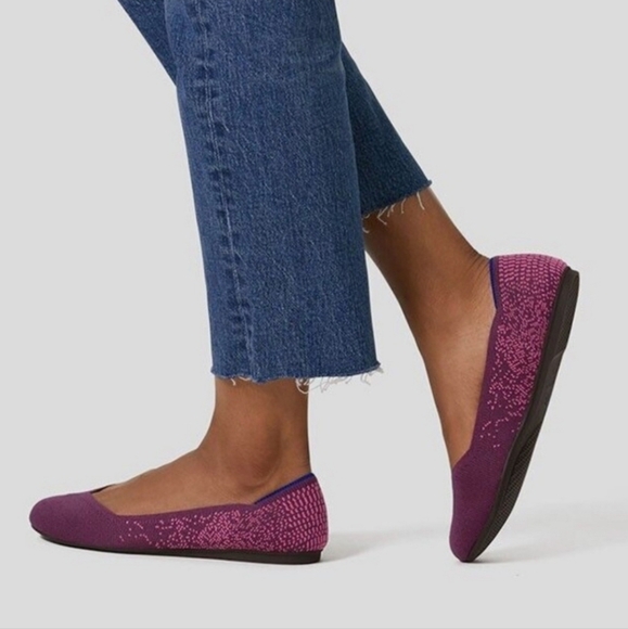 Rothy's Shoes - Rothy's The Flat Women's Burgundy Fig Python Round Toe Ballet Slip On Shoes Sz 7